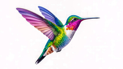 Vibrant hummingbird in flight flying wings