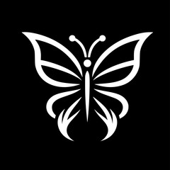 black and white minimalist butterfly vector illustrations in flat design, featuring clean lines