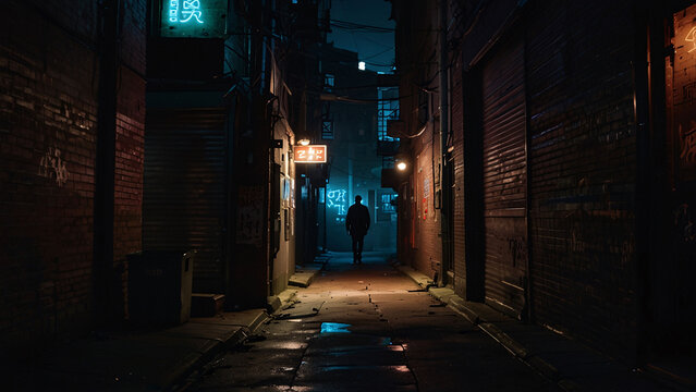 Silhouette of a Man in Urban Night