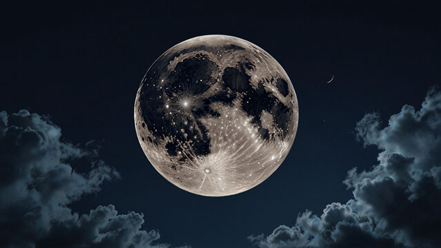 Realistic Night Sky with Moon and Clouds