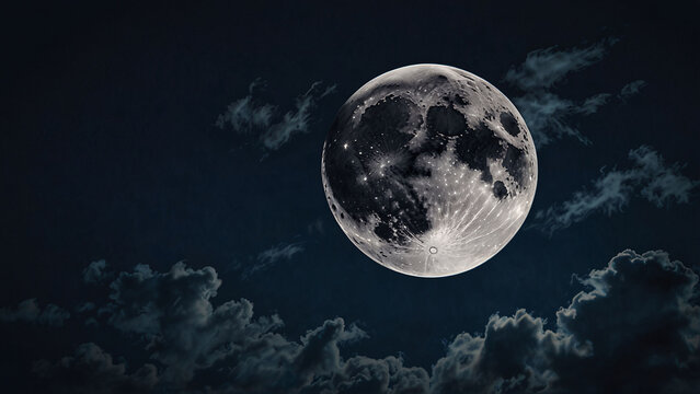 Realistic Night Sky with Moon and Clouds