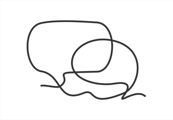 Continuous one line drawing of speech bubble, Black and white graphics vector minimalist linear illustration made of single line. line icon-continuous line drawing. Editable stroke.
