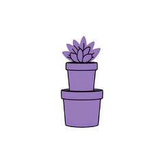 Lavender Succulent in Purple Pots: Minimalist Plant Illustration