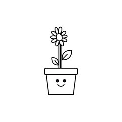 Minimalist Plant in Pot: Simple Line Art Design
