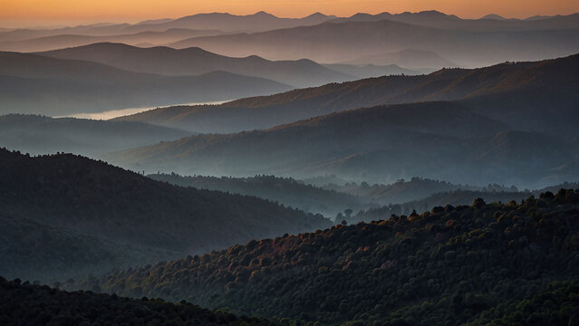 Distant Ridge Silhouette at Sunset