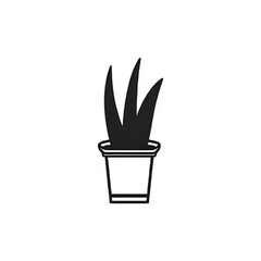 Simple Potted Plant Silhouette: Minimalist Botanical Design Element