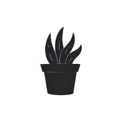 Mysterious Black Succulent: Minimalist Plant Pot Icon for Design Projects