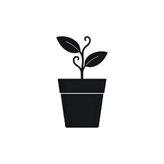 Plant Growth: Sprout in Pot - Nature Icon, Botanical Illustration
