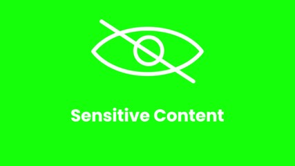Sensitive Content animation with a blurred video background, featuring a clear warning message to alert viewers about sensitive material
