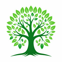 Obraz premium Abstract Green Leaves Forming a Circular Pattern.