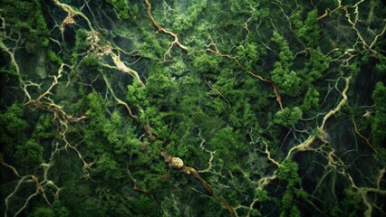 Lush Green Canopy with Intricate Veined Undergrowth, a Mystical and Enchanting Natural Scene