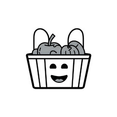 Simple Line Art: Bowl of Apples and Pears – Minimalist Fruit Illustration