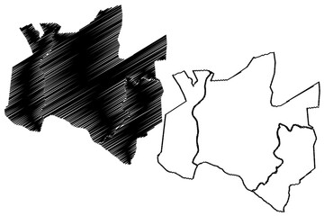 Kathmandu City (Federal Democratic Republic of Nepal, Bagmati Pradesh) map vector illustration, scribble sketch City of Kathmandu map