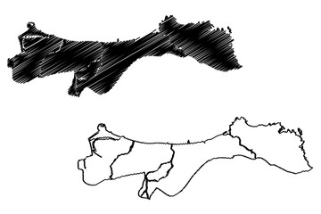Muscat City (Sultanate of Oman) map vector illustration, scribble sketch City of Muscat map