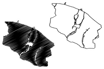 Seeb City (Sultanate of Oman) map vector illustration, scribble sketch City of Al-Seeb, As Seeb or As Sib map
