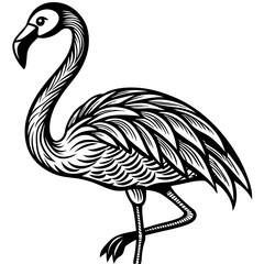 Fototapeta premium Stylized Black and White Flamingo Illustration.