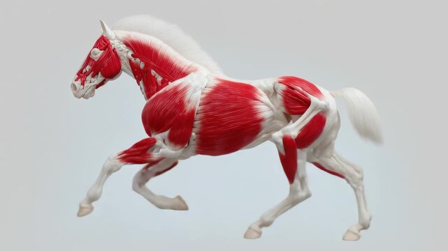 Majestic horse showcasing intricate muscle structure in dynamic pose