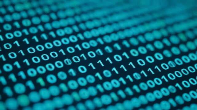 Binary code displayed on a screen