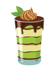 Avocado Parfait with Chocolate and Mint - Vector Illustration