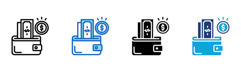 Wallet icon Multi Style Vector Illustration