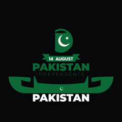 14Th of august happy Pakistan independence day. Greeting card, Vector template for banner, poster of Pakistan independence day celebration.