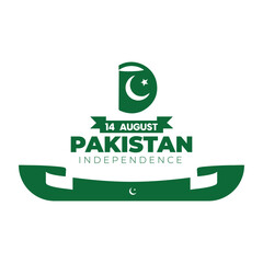 14Th of august happy Pakistan independence day. Greeting card, Vector template for banner, poster of Pakistan independence day celebration.