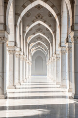 Obraz premium Islamic Marble Archway with Symmetrical Perspective and Light Shadows