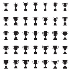  Ultimate Black Trophy Silhouette Vector Set &ndash; Award Icons for Champion, Sports Tournament, Winning Ceremony, and Achievement Recognition Design Projects. Thank You.
