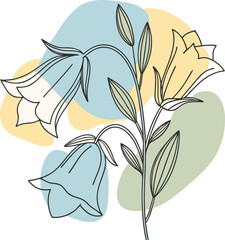 Elegant Lily Bouquet Illustration – Stylized Botanical Vector with Leaves and Buds