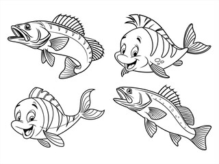 coloring page line art the flounder black vector bundle