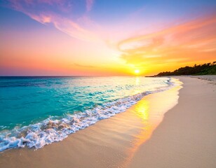 Tranquil Orange Sunset on the Beach with Peaceful Atmosphere