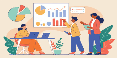 Business people icons set cartoon vector illustration, family with children, teacher, woman, and man at computer