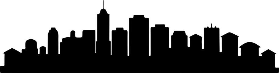 silhouette vector of a city skyline with varied building heights and architectural styles 