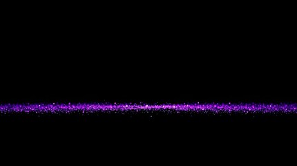 Purple Glitter Sparkle Line on Black Background Horizontal Festive Design Element