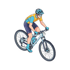 Mountain Biker Riding Modern Bicycle, Extreme Sports Action