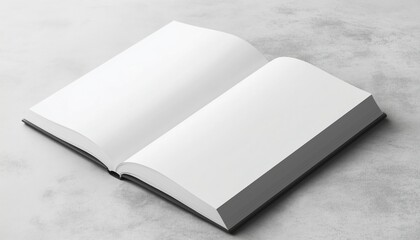 Fototapeta premium Blank Page Or Notepad On Gray Table For Mock-Up Magazine, Book, Or Catalog. Perfect For Mockups And Simulations. Ideal For Designers.