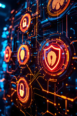 Cyber Security Technology Abstract Digital Protection System Graphic