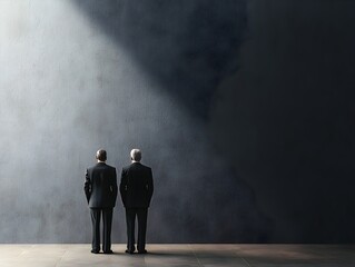 Two Men in Front of Modern Wall