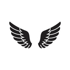 Simple Black Wings Illustration on White Background for Design Elements