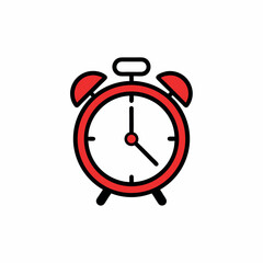 Vector art of red alarm clock isolated on white background