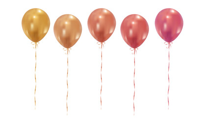 Colorful isolated balloons floating on a white background. Applicable for celebration, party, or festive themes. © AndS
