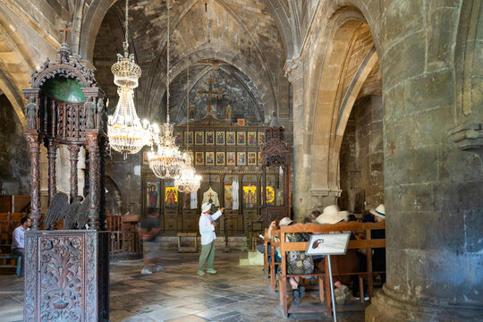 Kyrenia, North Cyprus - July 13, 2025: Interior view of Bellapais Abbey (Bellabais Manastiri) in Beylerbeyi