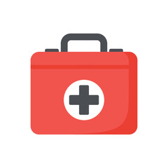 Simple Red First Aid Kit Illustration with Handle and White Background