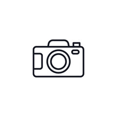 Vector art of simple line art icon of a camera isolated on white background