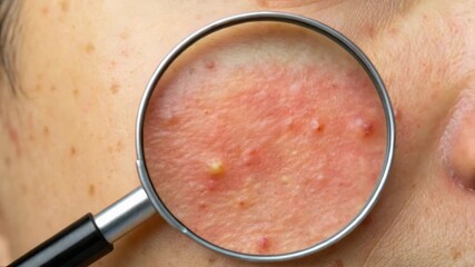 Effective Dermatology Solutions for Acne Close Up on Skin Blemishes Through Magnifying Glass for Clearer Skin Health