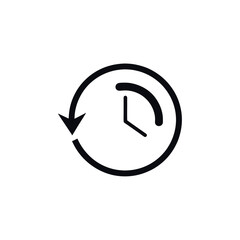 Vector art of circular arrow around a clock face, history or time icon