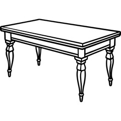 Classic wooden dining table line art