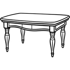 Classic wooden dining table line art