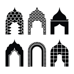 Obraz premium 6 decorative roof tiles and arch patterns