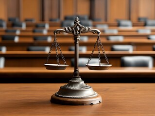 Vintage Scale of Justice in Courtroom